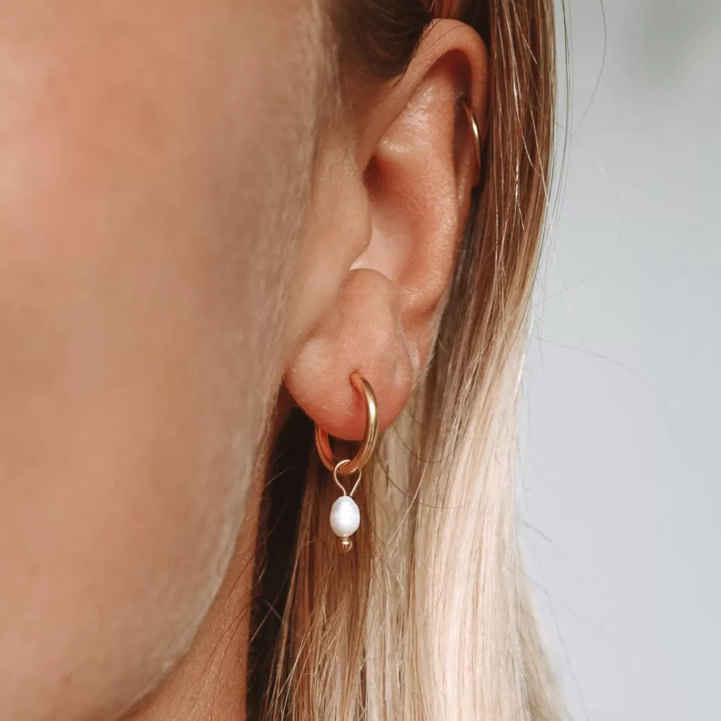 Pearl Huggie Hoops^Atolea Jewelry Cheap