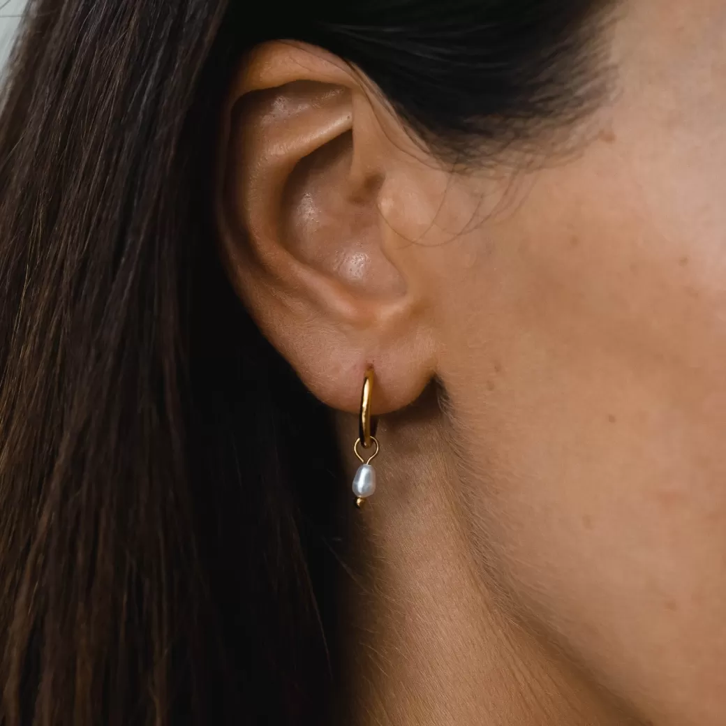 Pearl Huggie Hoops^Atolea Jewelry Fashion